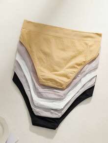 NudeFit 5 peças/pacote Calcinhas Minimalistas Sólidas Confortáveis do Dia a Dia para Mulheres - Multicolorido - Visão 2