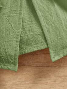 SHEIN 女婴休闲松紧腰杏色短裤，夏季 - 綠色 - 查看 3