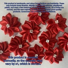 30 piezas/set Accesorio de decoración de prendas de unicolor, diseño de flor de cristal de fantasía de tela linda para manualidades y accesorios de joyería DIY para coser - Rojo - Ver 7