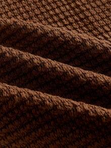 EASEVO T-shirt casual à col rond et manches courtes en nid d'abeille de couleur unie, taille grande pour hommes - Tabac - Voir 8