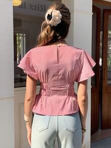 Elyressa A Summer Plaid Shirt With French Style Woven By A Lady - Red and White - View 2