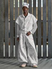 NEON BLANC Áo sơ mi dài tay nam kẻ sọc và họa tiết rằn ri, cài cúc phía trước, kiểu dáng thường ngày. - trắng - Xem 8