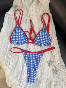 Swim Mod Women's Summer Random Print Halter Bikini Set - Multicolor - View 1