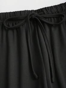 Sweetra Bộ đồ nữ màu nâu cà phê, cổ chữ V, thắt dây chéo, tay dài, quần ống đứng, thanh lịch, 2 món, thích hợp cho mùa thu/đông. - màu đen - Xem 8