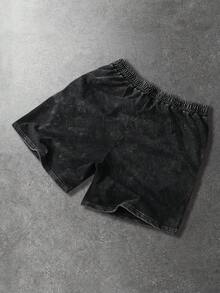 ROMWE MEN Street Life Men's Casual Street Style Rhinestone & Thorn Print Shorts - Black - View 5