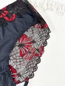 3pcs/Pack Plus Size Women Floral Lace Patchwork Panties - Multicolor - View 3