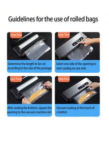 2 Rolls Of The Same Combination Of 5 Meters Vacuum Sealing Bags, Reusable, Textured Vacuum Packaging Bags, Sealed Food Freshness Bags For Chicken, Duck, Fruits And Vegetables, Kitchen Supplies - White - View 9