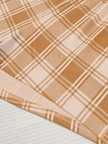 3pcs Plaid Print Women Pajama Set, Casual - Orange - View 4