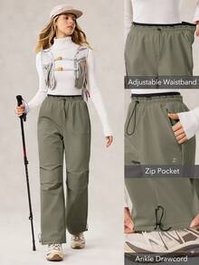 OutZeal Women Winter Thermal Outdoor Pants Hiking Camping Water-Resistant Fleece Lined With Pocket - Army Green - View 4