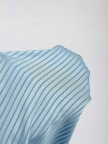 Franclia 大码女士优雅系领提花衬衫和A字裙两件套 - 藍色 - 查看 10