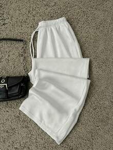 Attitoon Quần thể thao nữ ống rộng thoải mái, ấm áp, buộc dây phía trước, kiểu dáng vintage punk Y2K, đa năng, thích hợp cho tiệc tùng hoặc sân bay, họa tiết hoa chữ thập màu đen, phù hợp cho mùa thu/đông. - trắng - Xem 3