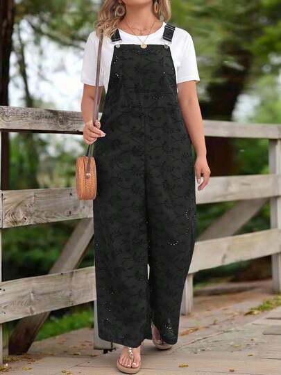 Linhara Large-Sized Woven Embroidered Summer Women's Jumpsuit For Vacation