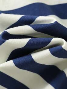 Cozy Pixies 2件套男婴卡通熊条纹polo领短袖半拉链套头卫衣和松紧腰裤套装