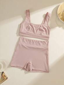 NudeFit مجموعة ملابس داخلية نسائية بتصميم بسيط وريضي، 2 قطعة - ارجواني فاتح - مشاهدة 6