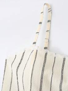 GlowEve 3pcs/Set Women's Casual Elegant Beach Vacation Minimalist Versatile Apricot, Black & White Striped Collared Sleeveless Tank Top, Spring/Summer - Multicolor - View 6