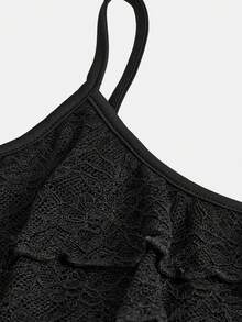 SHEIN Girlism 少女休闲简约舒适不对称下摆背心和美人鱼下摆半身裙套装 - 黑色 - 查看 8