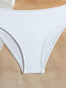 SHEIN Conjunto de 3 piezas de bikini negro para niña preadolescente, ropa de playa - Blanco - Ver 5