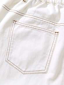 SHEIN MOD Pantalones vaqueros de pierna ancha de unicolor casuales para mujer de talla grande, para verano, primavera y vacaciones de verano. Pantalones blancos clásicos de pierna ancha para mujer, cómodos y de uso diario. - Blanco - Ver 5