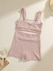 NudeFit مجموعة ملابس داخلية نسائية بتصميم بسيط وريضي، 2 قطعة - ارجواني فاتح - مشاهدة 7