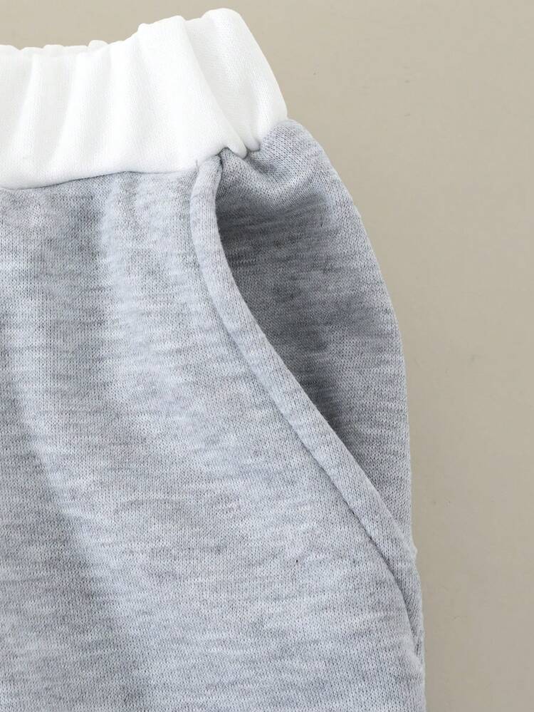 SHEIN Casuvi Kids Grey Loose Straight Leg Pants For Teens (Boys), Elastic Waistband, Front Pleats, Relaxed & Comfortable Fit, Suitable For Casual Urban, Campus, Weekend Gatherings Grey Sweatpants Loose Pants - Grey - View 4