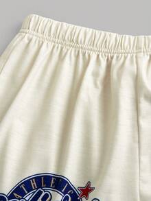 Tween Girls' Numeric Print V-Neck Loose T-Shirt And Shorts 2 Pieces Set, Casual Everyday Outfit - Multicolor - View 5