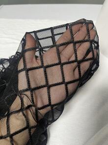 WENEZON 1pc Men's Diamond Mesh Sheer Short Sleeve Casual Plaid T-Shirt Lingerie