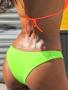 Vaytide Summer Beach Solid High Cut Neon Bikini Bottom Bathing Suit