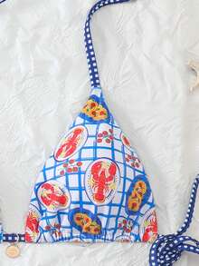 Swim Mod 2pcs Women's Reversible Printed Bikini Set, Sexy Triangle Cup Halter Swimwear Top With Matching Triangle Bottom - Multicolor - View 6