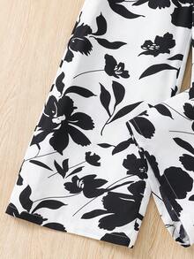 SHEIN Mono informal de niña preadolescente con parches de unicolor, tejido y patrón geométrico tejido - Negro - Ver 6
