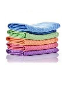 5/10Pcs Random Pattern Fish Scale Cloth, Lint-Free Cleaning Rag For  Wash & Dish Wiping, Absorbent Kitchen Towel - Multicolor - View 6