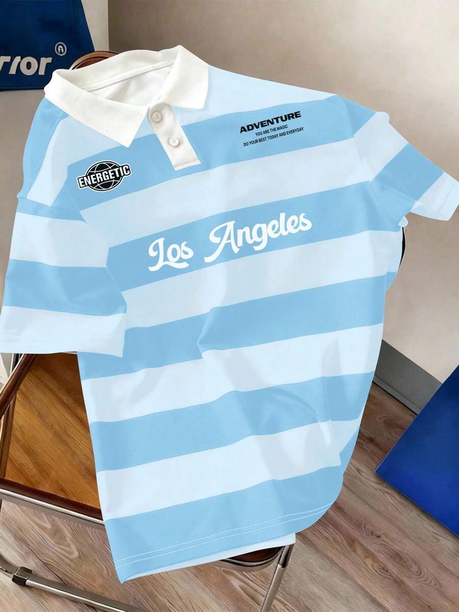 Manfinity Joysei Men's Casual Striped Polo Shirt, College Style - Multicolor - View 1