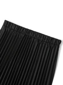 Modelyn 优雅印花弹力腰褶裥A字大码半身裙，春秋季 - 彩色 - 查看 4