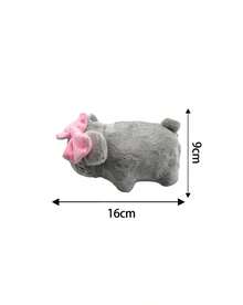 POKOJA LAND 1 món đồ chơi nhồi bông hình mèo xám đáng yêu - Mèo con nhồi bông mềm mại với đôi mắt to và nơ hồng. - Xám - Xem 8