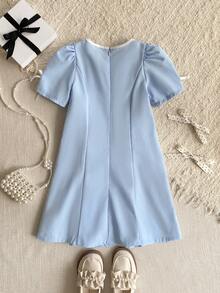 PrepCrw 女童学院风圆领短袖连衣裙 - 彩色 - 查看 2