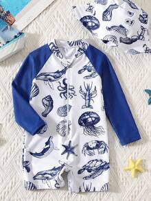 LMoss Kids LMoss   Baby Boys' Long Sleeve Stand Collar Zipper One-Piece Swimsuit - Multicolor - View 4