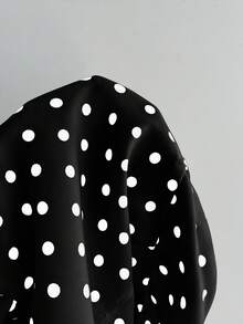 Elamini 可爱波点蝴蝶结胸前设计腰部荷叶边吊带背心（女款） - 黑色 - 查看 6