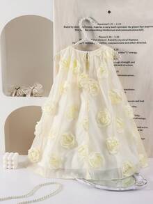 小女孩可爱优雅的碎花薄纱连衣裙 - 彩色 - 查看 7