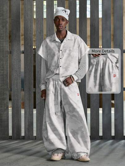 NEON BLANC Men's Casual Everyday Camouflage Print Slant Pocket Wide Leg Sweatpants