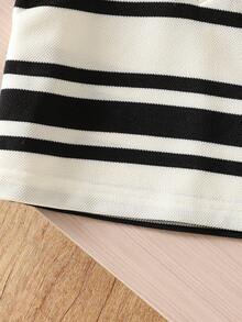 2pcs/Set Infant Toddler Baby Boy Striped Knit Vest & White Short Sleeve Polo Shirt With Bear Patch, And Bear Patch Black Shorts, Casual College Style Short Sleeve Shorts Set, Suitable For Daily Wear, Spring/Summer, 6M-3T Black And White Baby Boy Outfit Baby Boy Summer Sets Bear Patch Outfit Baby Boy Casual Outfit - Apricot - View 5