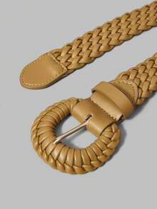 Ontre 女士编织腰带，时尚百搭，适合日常穿着 - 卡其色 - 查看 3