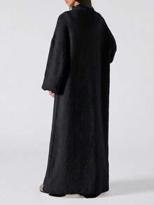 LYSMO 新款简约春季女士休闲日常简约黑色纯色前开襟长袖开衫，时尚百搭，适合春季、夏季、新年和圣诞节穿着。 - 黑色 - 查看 2