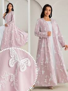 Al Najma 2026 Spring/Summer New Arrival Loose Fit 3D Butterfly Abaya For Women - Pink - View 1