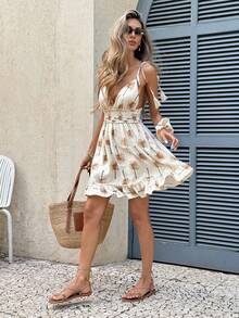 Serisse Women's All-Over Print Ruffle Hem Casual Vacation Cami Mini Dress - Multicolor - View 3