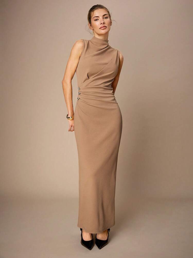 SHEIN Maija Women's Solid Color Pleated Collar Sleeveless Dress, Long Summer Dress For Women, Summer Dresses, Summer Outfits, Summer Clothes , Spring Break Outfits, Valentines Day ,Wedding Guest Dress For Women, Birthday Outfits For Women, Birthday Dresses For Women , Elegant Dress Women, Elegant Blouses For Ladies, Casual Dress For Women, Vacation, Vacation Outfits For Women, Sequin Dress , Glitter Dress