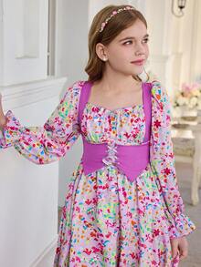 SHEIN 少女时尚休闲可爱连衣裙 - 紫色 - 查看 5