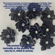 30Pcs/Set Solid Color Garment Decoration Excipient, Cute Fabric Rhinestone Decor Flower Design DIY Jewelry Accessory For Sewing - Black - View 7