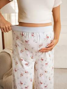 GentleRue Maternity 女士休闲鹿纹弹力腰宽松针织孕妇裤 - 彩色 - 查看 6