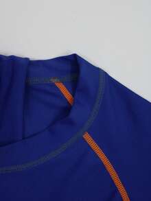 Manfinity KASUA Men's Contrast Color Minimalist Daily Wear Zipper Long Sleeve Swimsuit