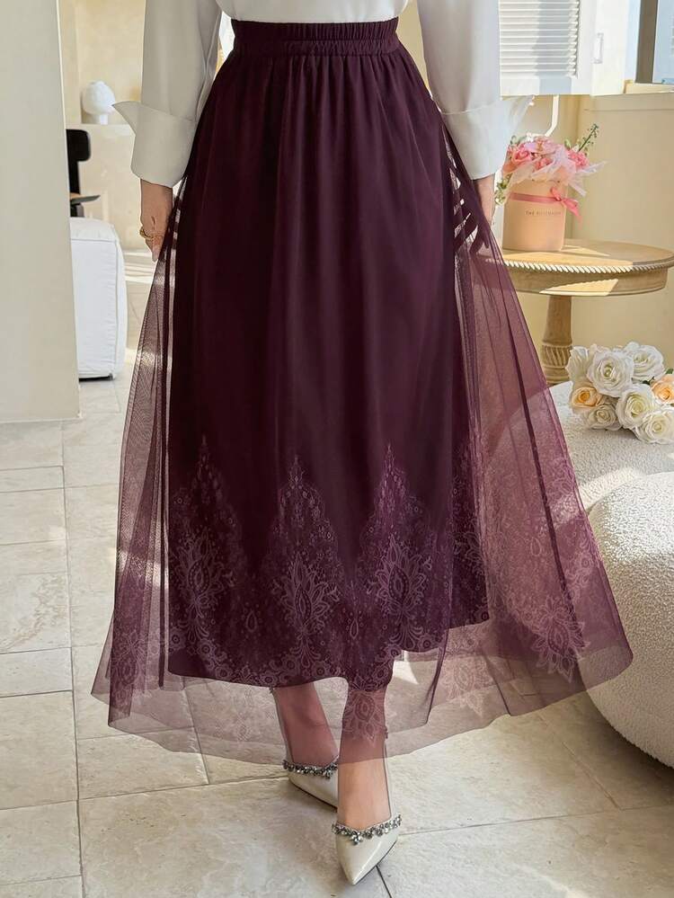 Loose Casual Mesh Skirt, Suitable For Spring/Summer, Valentine's Day, Office Wear Business Casual Woman