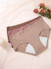 Women's Solid Color Physiological Antiexposure Panties, 5pcs/Pack